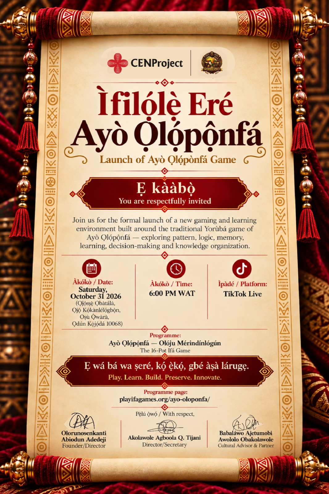 Launch of Ayò Ọlọ́pọ́nfá Game